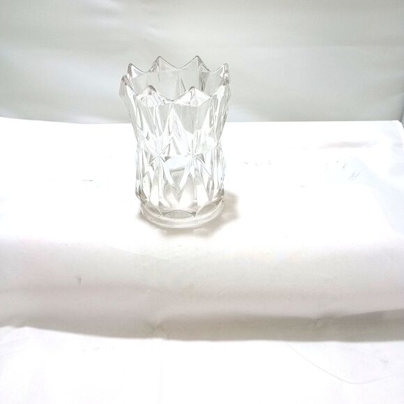 Antique EAPG Flint Glass Celery Vase – Heavy Clear Geometric Pattern Model Heck - Picture 2 of 2